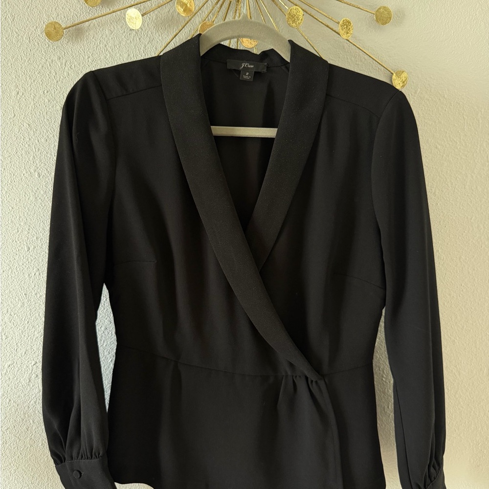 J. Crew Black Wrap Top